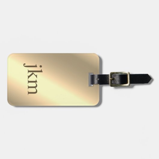 Étiquette À Bagage Moderne Elegant Or Metallic Nom monogrammé (Devant horizontal)