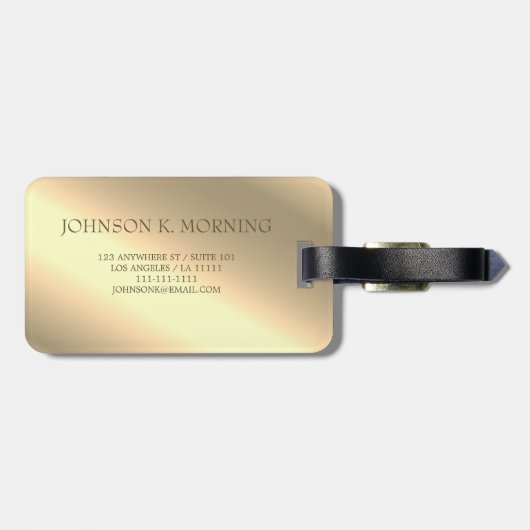 Étiquette À Bagage Moderne Elegant Or Metallic Nom monogrammé (Dos horizontal)