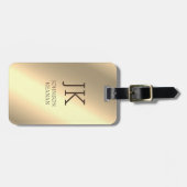 Étiquette À Bagage Moderne Elegant Or Metallic Nom monogrammé (Devant horizontal)