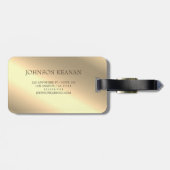 Étiquette À Bagage Moderne Elegant Or Metallic Nom monogrammé (Dos horizontal)