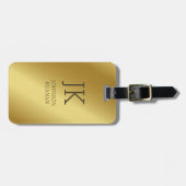 Étiquette À Bagage Moderne Elegant Or Metallic Nom monogrammé (Devant horizontal)