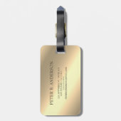 Étiquette À Bagage Moderne Elegant Or Metallic Nom monogrammé (Dos Vertical)