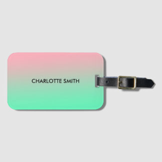 Étiquette À Bagage Moderne, élégant, rose et vert