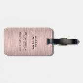Étiquette À Bagage Moderne Élégant Simple Faux Rose Or brossé Métal (Dos horizontal)