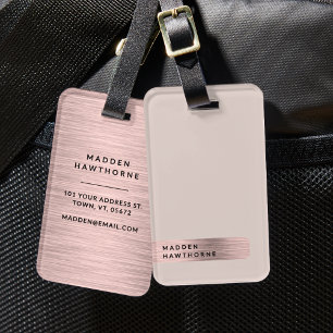 Étiquette À Bagage Moderne Élégant Simple Faux Rose Or brossé Métal