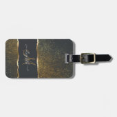 Étiquette À Bagage Moderne élégant touche d'or monogramme (Devant horizontal)