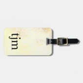 Étiquette À Bagage Moderne Faux Golden Black Bold Monogramme (Devant horizontal)