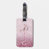 Étiquette À Bagage Moderne Flamants roses mignons Parties scintillant (Dos Vertical)