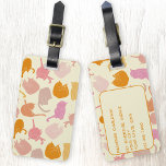 Étiquette À Bagage Moderne Fun Chat Motif rose orange Personnalisé<br><div class="desc">Fun chaton chaton moderne motif en rose et orange sur un arrière - plan crème. Art original de Nic Squirrell. Parfait pour les amoureux des animaux. Modifiez les détails à l'envers pour personnaliser.</div>