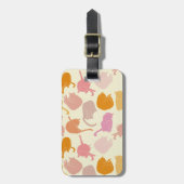 Étiquette À Bagage Moderne Fun Chat Motif rose orange Personnalisé (Devant Vertical)