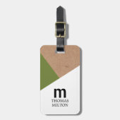 Étiquette À Bagage Moderne géométrique imprimé Kraft Blanc Vert (Devant Vertical)