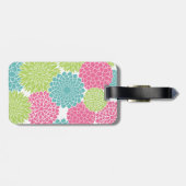 Étiquette À Bagage Moderne Lime vert et Fleurs roses chaudes (Dos horizontal)