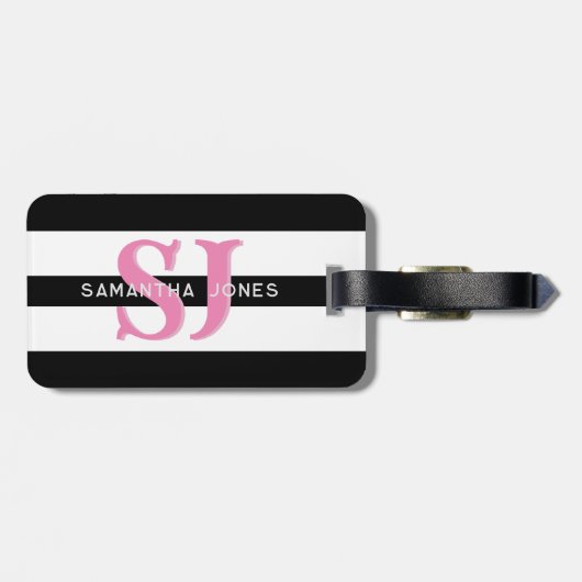 Étiquette À Bagage Moderne minima Gras Gras Diapositives Initiales Mo (Dos horizontal)