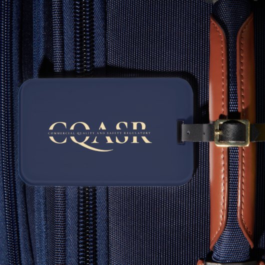 Étiquette À Bagage Moderne Monogram Gold Company Dark Blue (Insitu Rectoal 4)