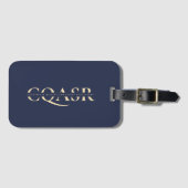 Étiquette À Bagage Moderne Monogram Gold Company Dark Blue (Devant Horizontal)