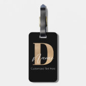 Étiquette À Bagage Moderne Monogramme Initiale D & Nom Personnalisé (Dos Vertical)