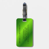 Étiquette À Bagage Moderne Monogramme Lumineuse Lime Vert (Dos Vertical)
