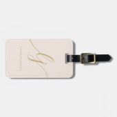 Étiquette À Bagage Moderne Monogramme Script Calligraphie Blush Pink  (Devant horizontal)