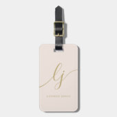 Étiquette À Bagage Moderne Monogramme Script Calligraphie Blush Pink  (Devant Vertical)