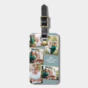 Étiquette À Bagage Moderne or multi photo famille style