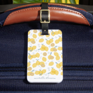 Étiquette À Bagage Moderne Pastel Citrus Lemons Motif Nom personnalis