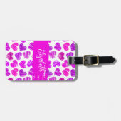 Étiquette À Bagage Moderne Purple Rose Doodled Hearts Valentine Nom (Devant horizontal)