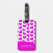 Étiquette À Bagage Moderne Purple Rose Doodled Hearts Valentine Nom (Dos Vertical)