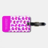 Étiquette À Bagage Moderne Purple Rose Doodled Hearts Valentine Nom (Dos horizontal)