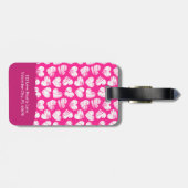 Étiquette À Bagage Moderne rose et blanc Doodled Heart Valentine Nom (Dos horizontal)