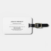 Étiquette À Bagage Moderne, simple, blanc, élégant (Devant horizontal)