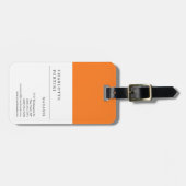 Étiquette À Bagage Moderne Simple Blanc Jaune Orange Couleur Minimali (Devant horizontal)