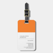 Étiquette À Bagage Moderne Simple Blanc Jaune Orange Couleur Minimali (Devant Vertical)