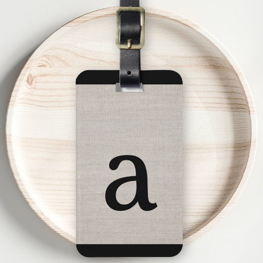 Étiquette À Bagage Moderne simple Monogramme initial de lin beige