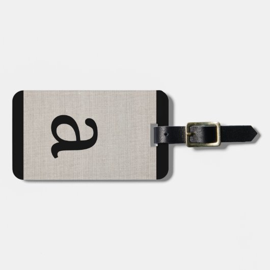 Étiquette À Bagage Moderne simple Monogramme initial de lin beige (Devant horizontal)