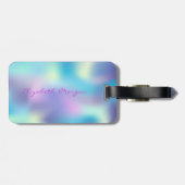 Étiquette À Bagage Moderne Stylisé Metallic Lèvres à gouttes Holograp (Dos horizontal)
