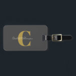 Étiquette À Bagage Moderne Stylish Calligraphie Monogramme Black Gold<br><div class="desc">Étiquette de calligraphie moderne et élégante Nom monogrammé en noir et or</div>