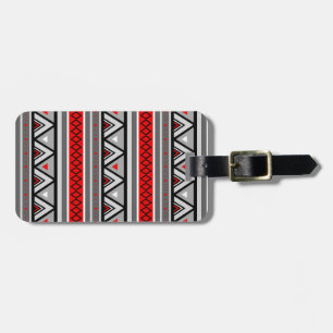 Étiquette À Bagage Moderne Sud-Ouest Géométrique, rouge, noir et gris