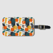 Étiquette À Bagage Moderne tendance Preppy Chic Apricot et Feuille (Devant Horizontal)