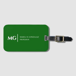 Étiquette À Bagage Moderne Vert Émeraude Tendance Élégant Monogramme
