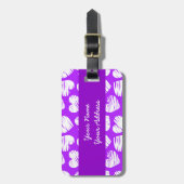 Étiquette À Bagage Moderne violet blanc Doodled Heart Valentine's Day (Devant Vertical)