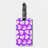 Étiquette À Bagage Moderne violet blanc Doodled Heart Valentine's Day (Dos Vertical)