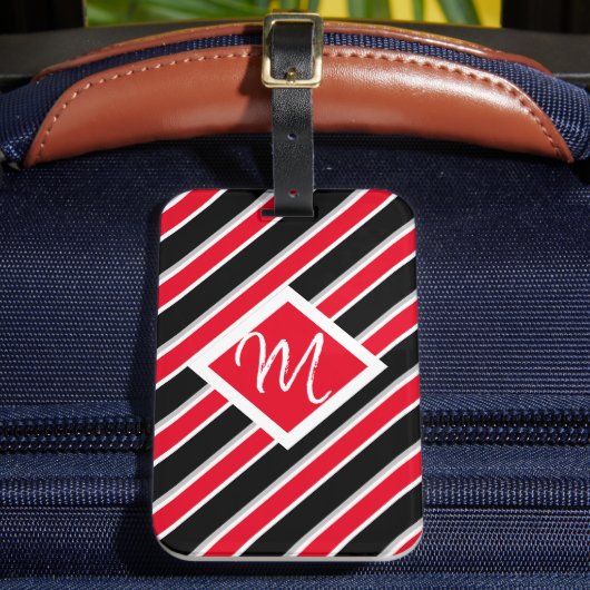 Étiquette À Bagage Modifiable - Initiale de monogramme rouge blanc no (Insitu Rectoal 2)