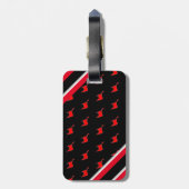 Étiquette À Bagage Modifiable - Monogramme initial rouge noir (Dos Vertical)
