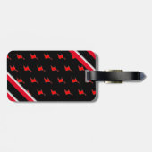 Étiquette À Bagage Modifiable - Monogramme initial rouge noir (Dos horizontal)