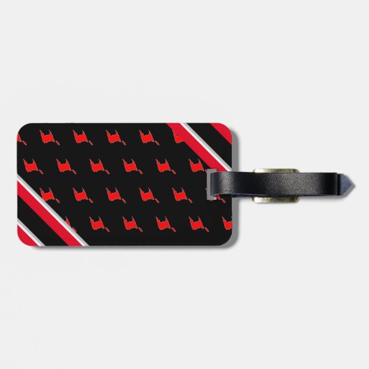 Étiquette À Bagage Modifiable - Monogramme initial rouge noir (Dos horizontal)