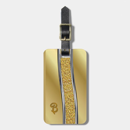 Étiquette À Bagage Modifier la balise Argent initial sur les bagages (Devant Vertical)