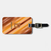 Étiquette À Bagage Modifier le nom d'ajout initial Soft Brown Tan Bei (Devant horizontal)