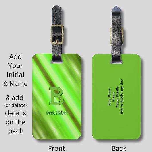 Étiquette À Bagage Modifier le nom d'ajout initial Soft Green Olive S