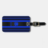 Étiquette À Bagage Modifier le nom initial Ajouter le nom bleu sur le (Devant horizontal)