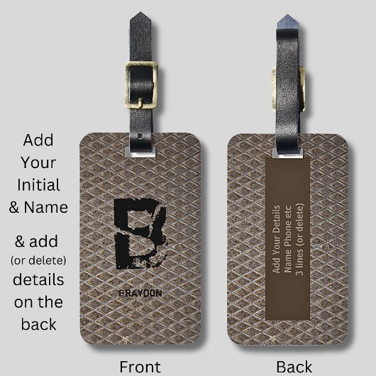 Étiquette À Bagage Modifier le nom initial, Ajouter (supprimer), Plaq